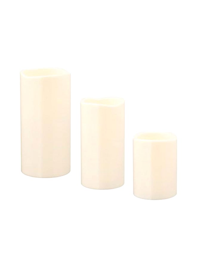 3-Piece Led Block Candle Set White 17x9x24cm 