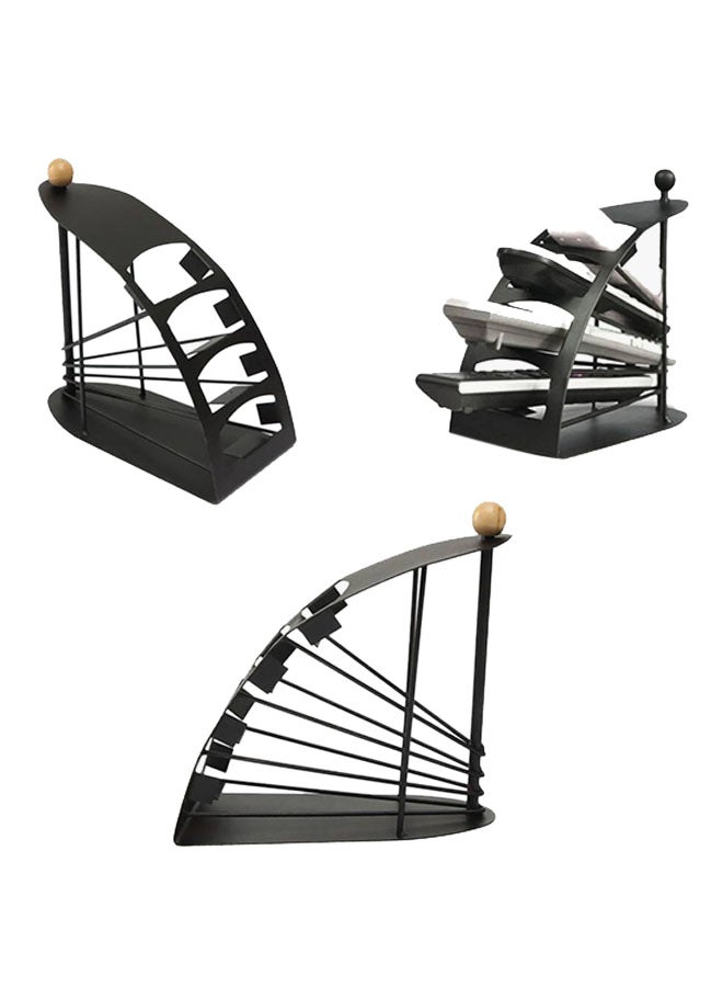 4 Compartments Stylish Remote Stand Black 10x20x11cm - Image 3