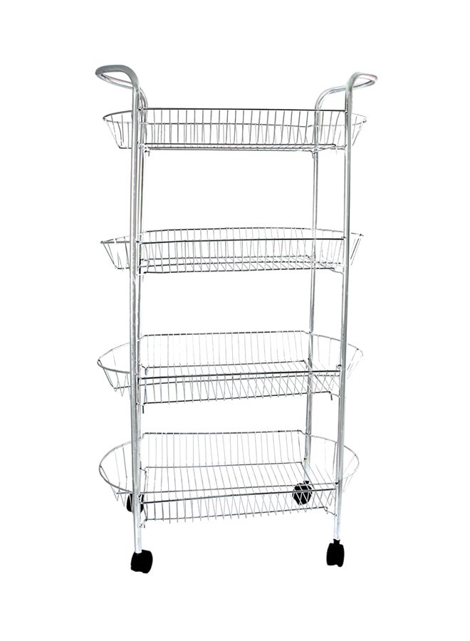 Feelings 4-Tier Fruit And Vegetable Storage Trolley Cart Silver/Black 95x48x26cm  - Image 1