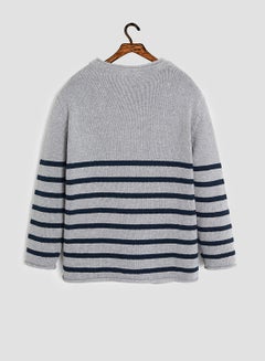 MANGO Striped Cotton-Blend Sweater Grey/Black  - Image 2