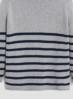 MANGO Striped Cotton-Blend Sweater Grey/Black  - Image 3