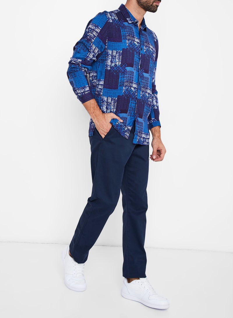 STATE 8 Multi Printed Casual Shirt Blue/White  - Image 3