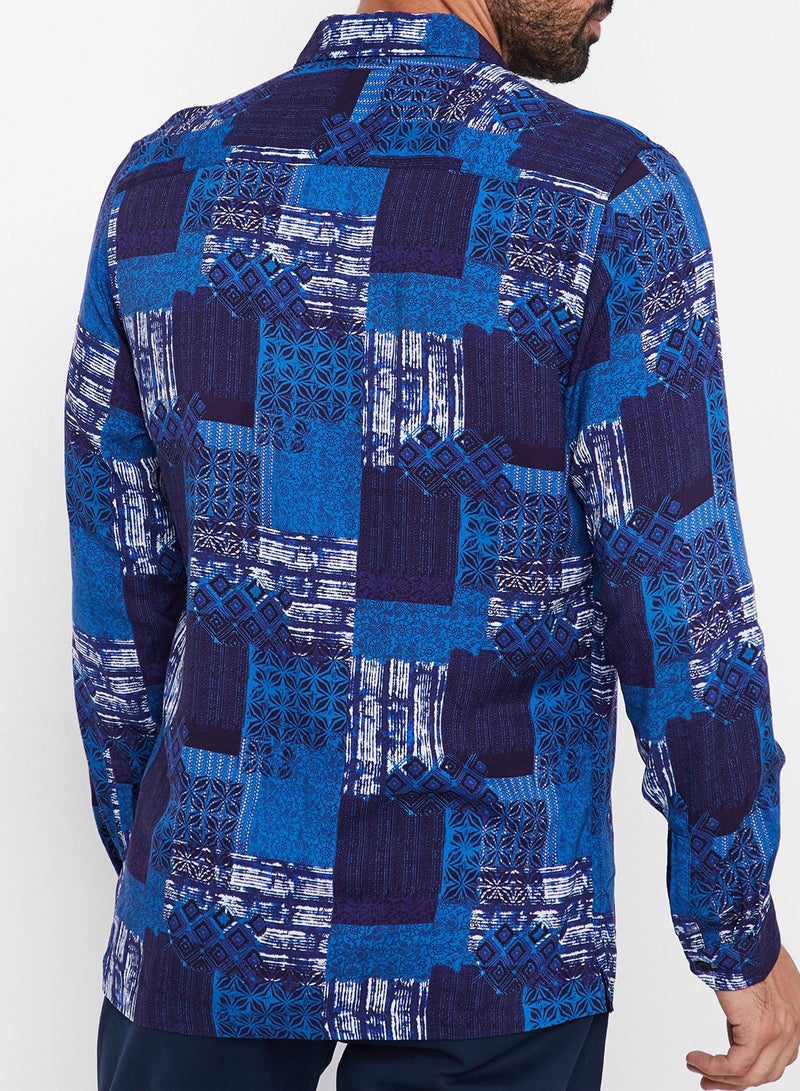STATE 8 Multi Printed Casual Shirt Blue/White  - Image 2