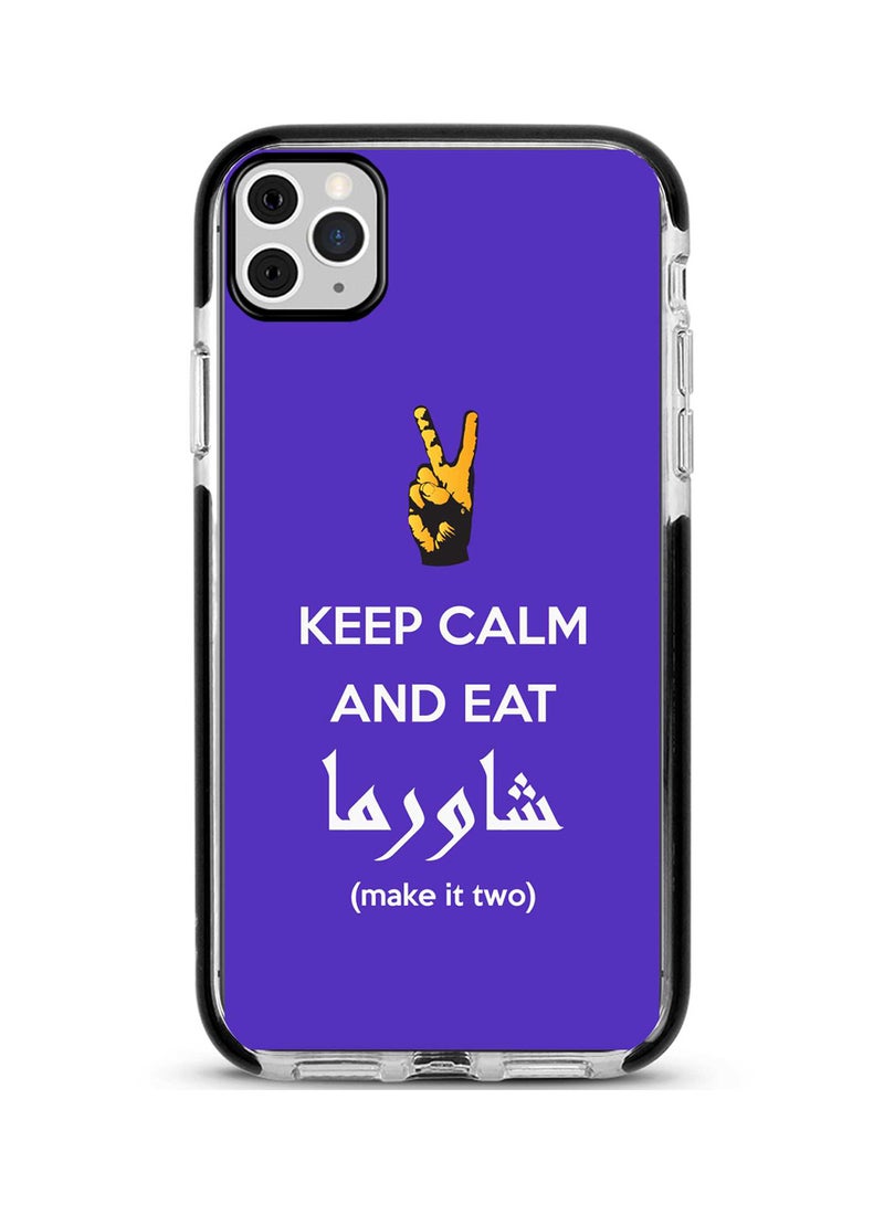 Protective Case Cover For Apple iPhone 11 Pro Max Keep Calm And Eat Shawarma (Blue)