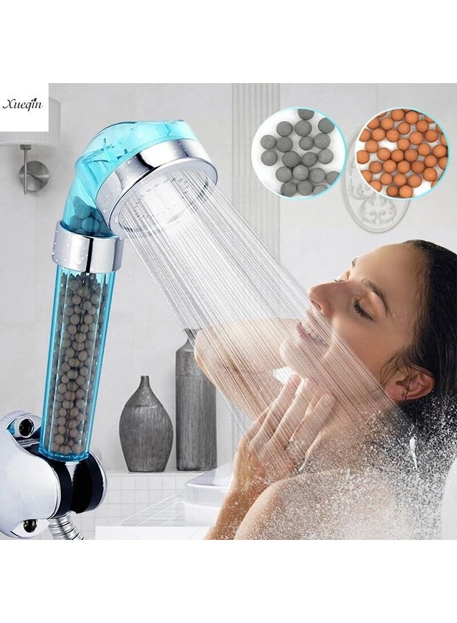 anion spa Water Saving Bathroom Shower Head Blue/Silver 30cm  - Image 3