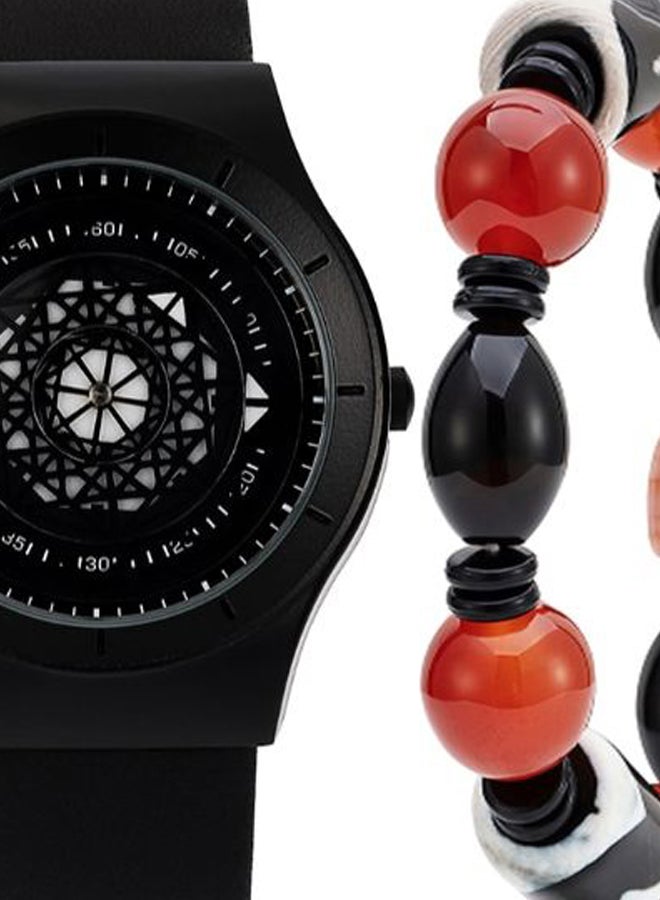 men Leather Analog Watch 2853 With Bracelet  - Image 2