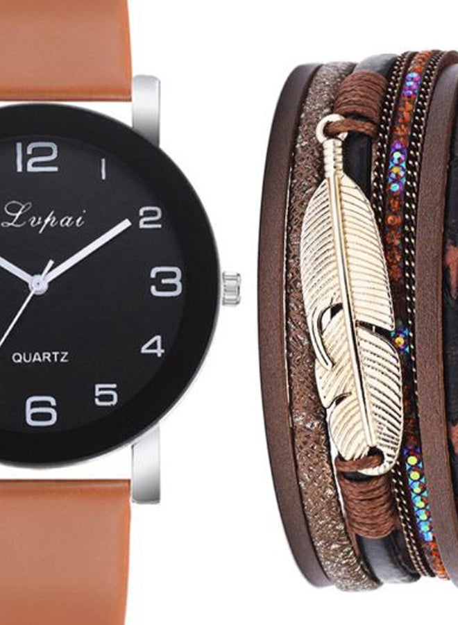 men PU Leather Analog Watch 2762 - 40 mm - Brown  - Image 2