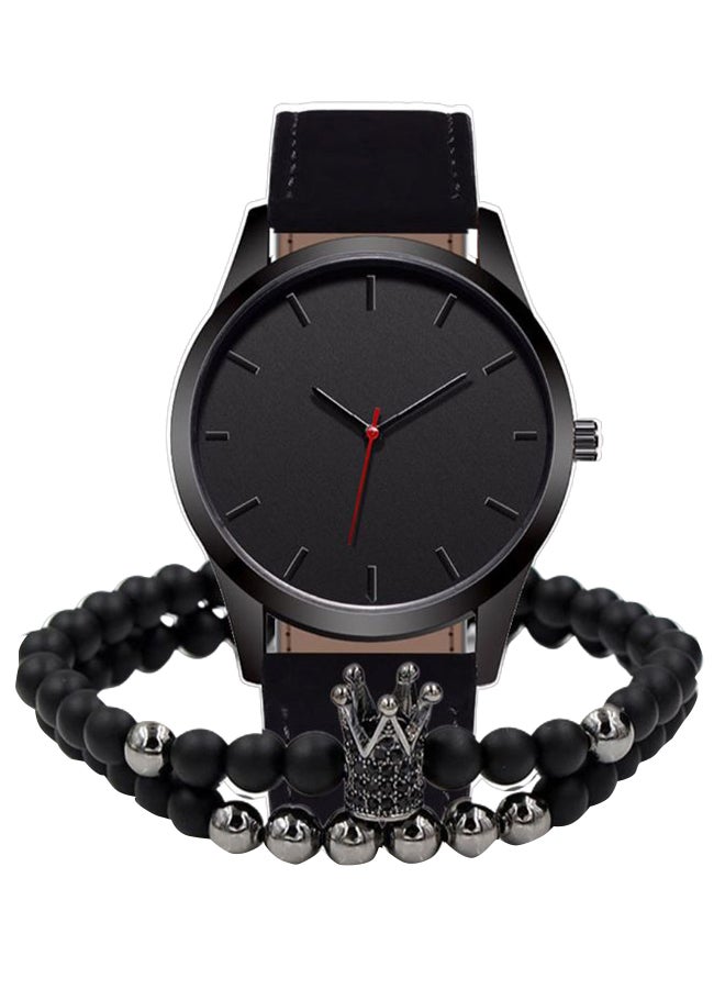 men PU Leather Analog Watch 2830 - 41 mm - Black  - Image 1