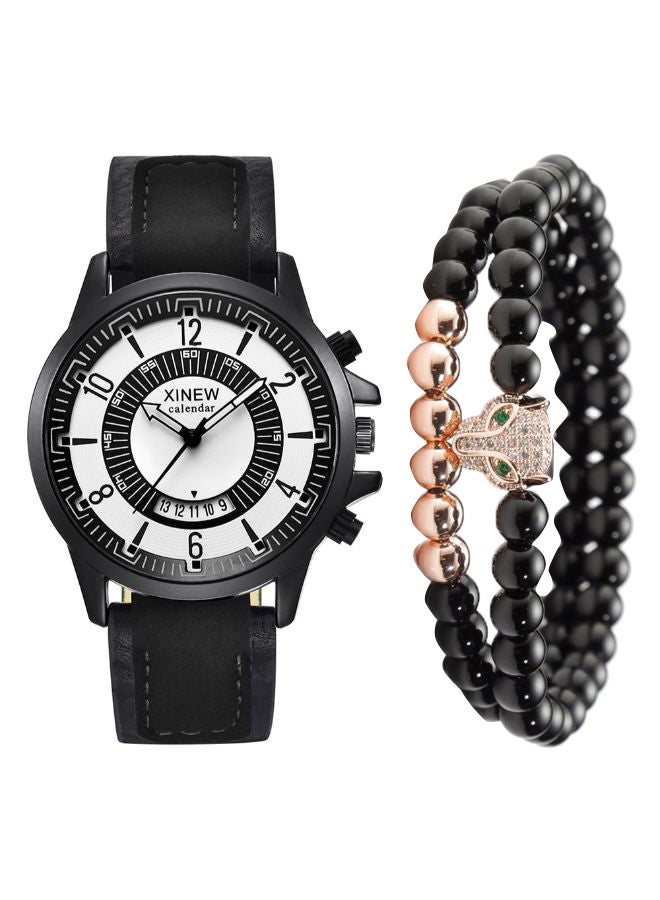 Men's PU Leather Analog Watch 2832 - 42 mm - Black  - Image 1