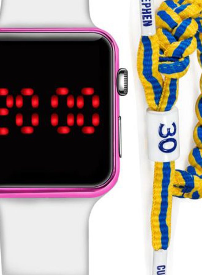 Men's Silicone Digital Watch 2888With Weave Bracelet  - Image 2