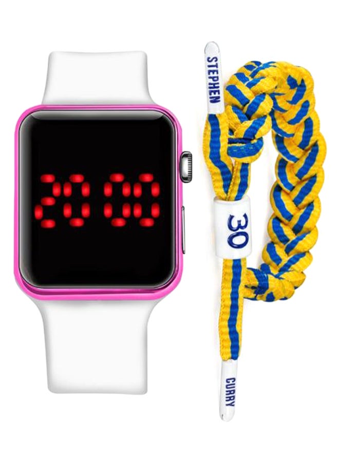 Men's Silicone Digital Watch 2888With Weave Bracelet  - Image 1