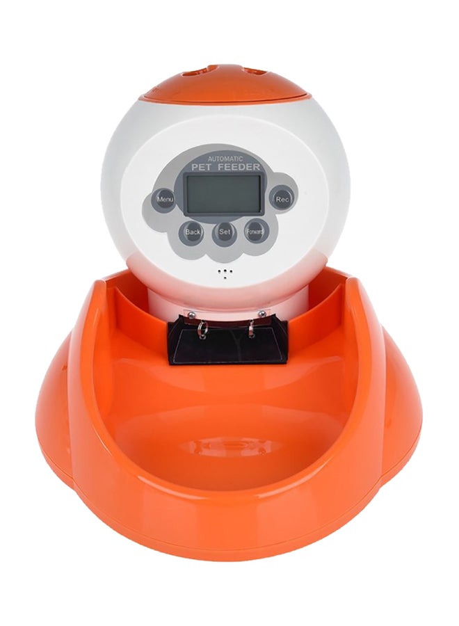 Generic Automatic Timing Pet Feeder Orange/White  - Image 1