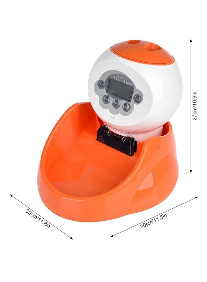 Generic Automatic Timing Pet Feeder Orange/White  - Image 2