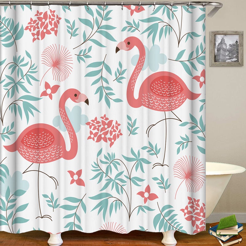Generic - Water-Resistant Flamingo Printed Shower Curtain Multicolour 430grams - Image 1