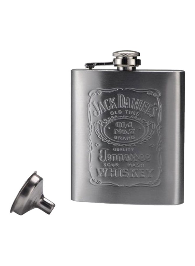 Generic - Jack Daniels Stainless Steel Hip Flask Grey 19 x 17 x 4.5cm - Image 1