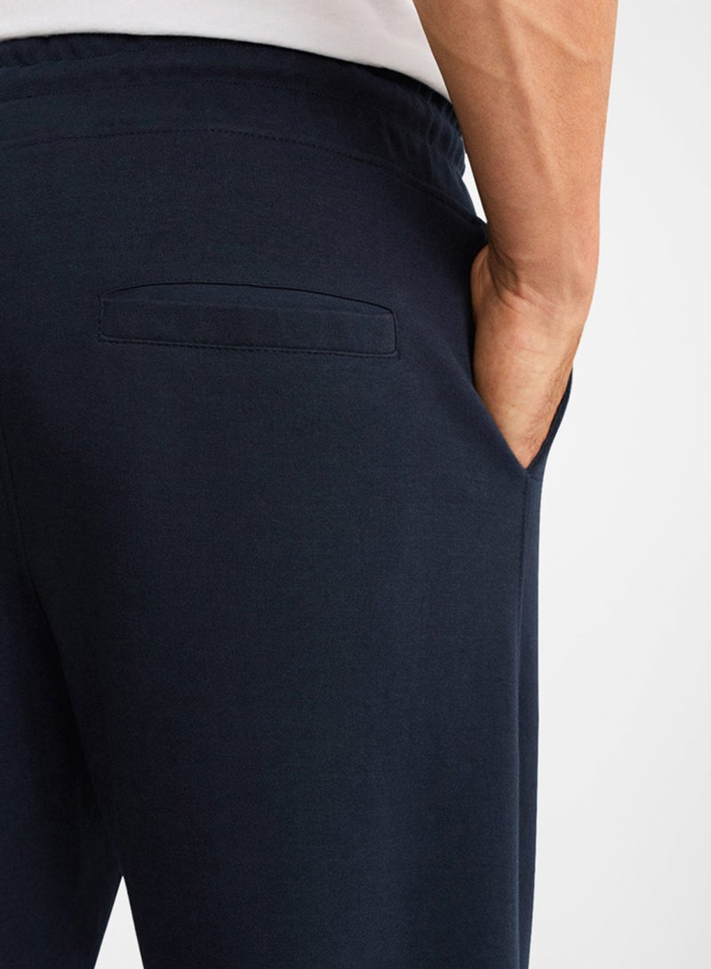 Basic Pattern Mid Rise Sweatpants Blue
