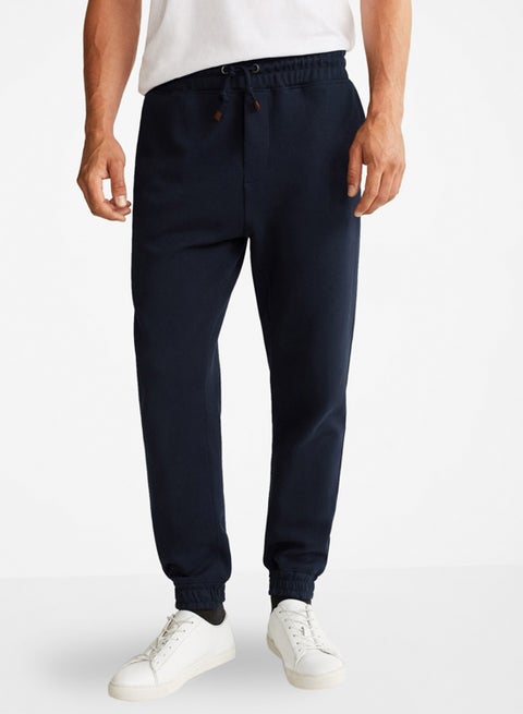 Basic Pattern Mid Rise Sweatpants Blue