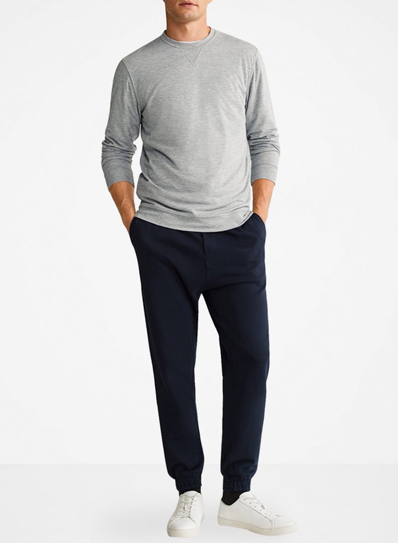 Basic Pattern Mid Rise Sweatpants Blue