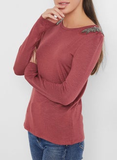 ONLY Jeweled Applique Sweater Pink  - Image 1