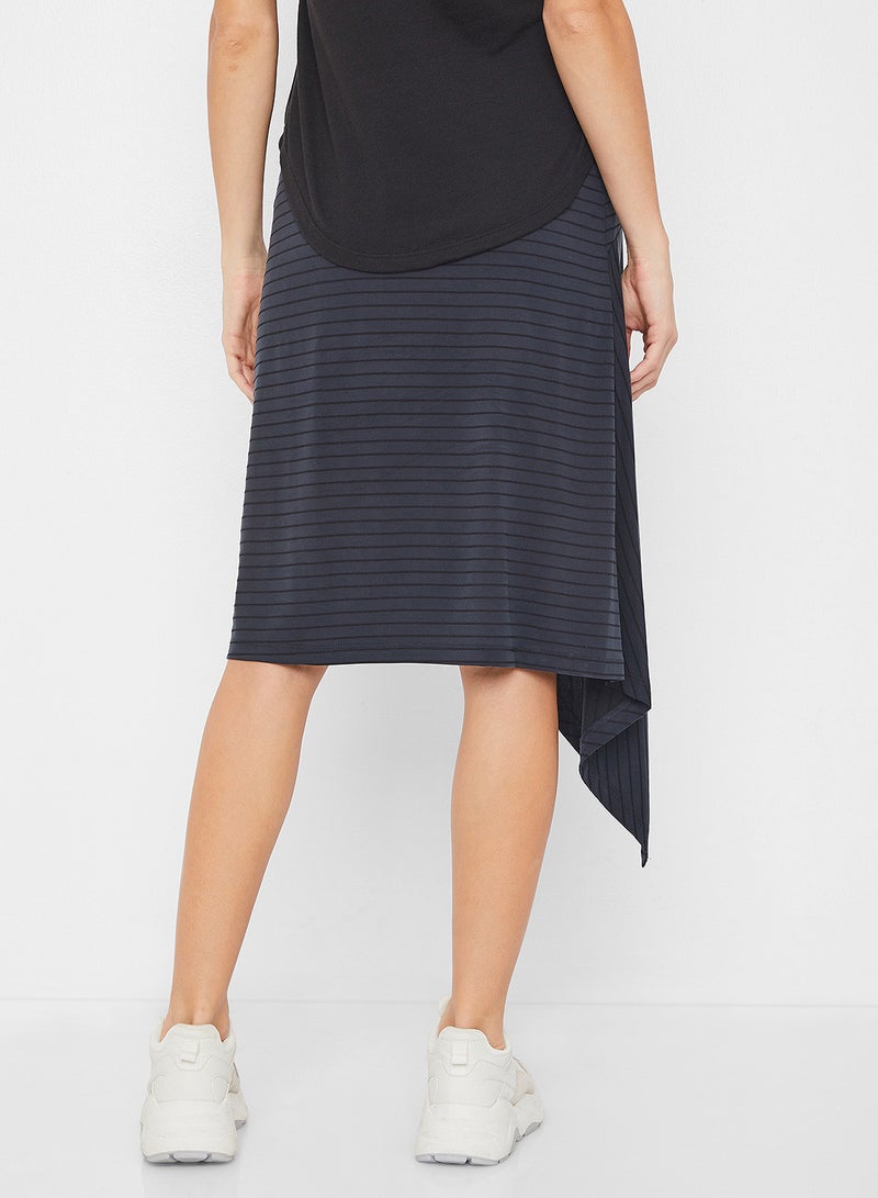 ONLY - Striped Asymmetric Hem Skirt Blue - Image 1