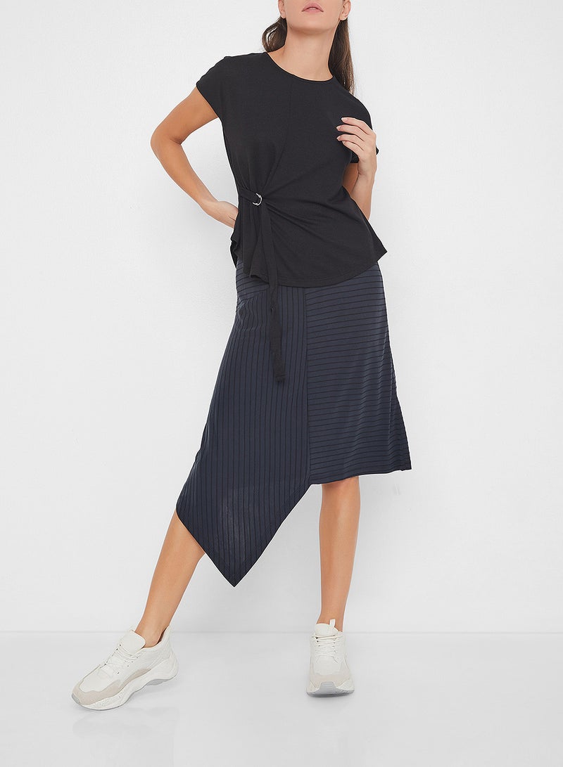 ONLY - Striped Asymmetric Hem Skirt Blue - Image 1