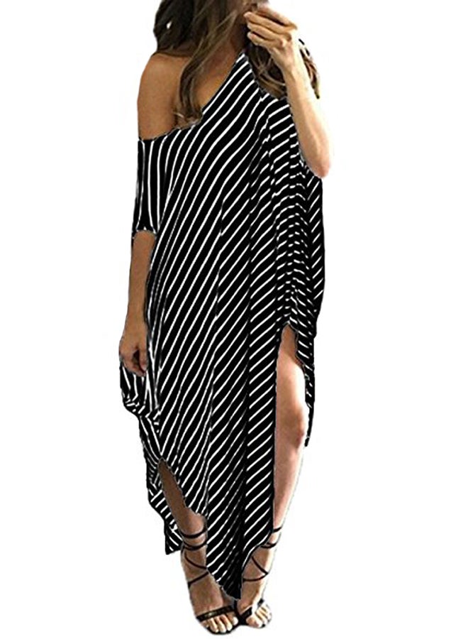 Asymmetric Casual Maxi Dress Black/White  - Image 1