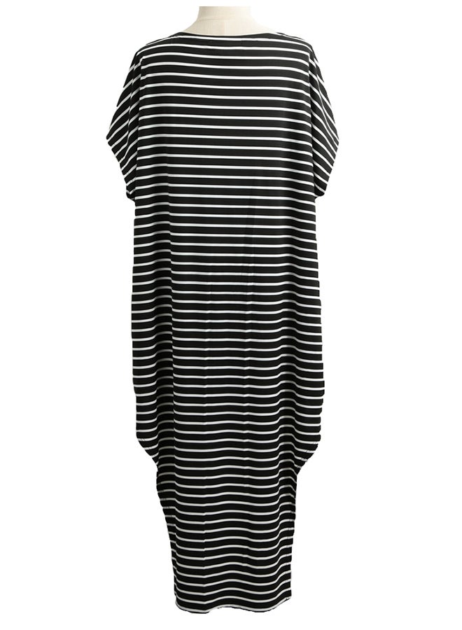 Asymmetric Casual Maxi Dress Black/White  - Image 2