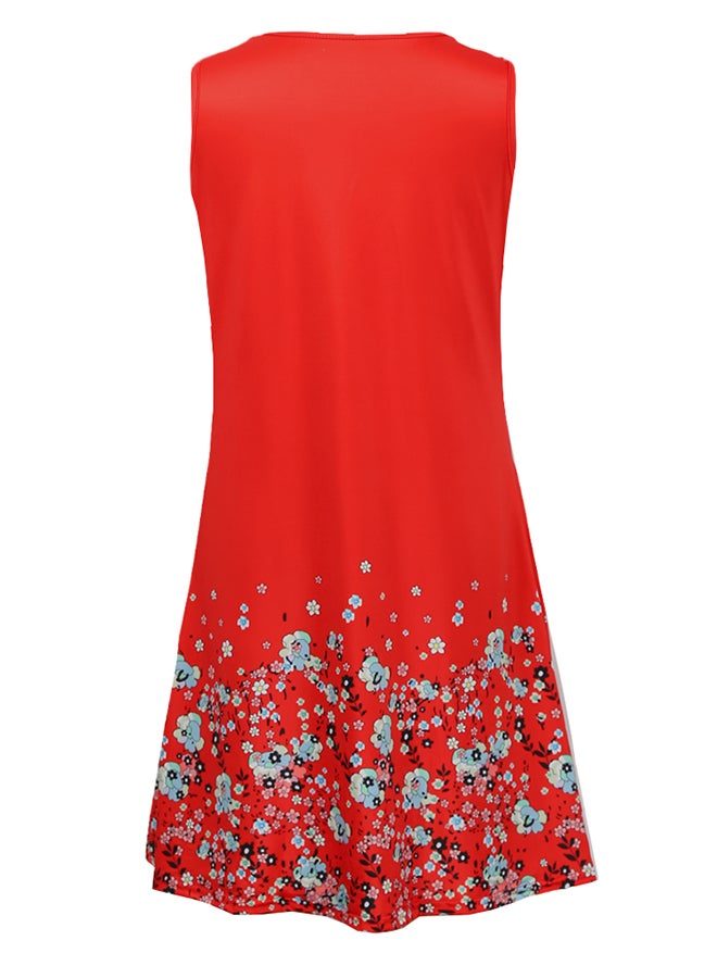 Floral Printed Sleeveless Mini Dress Red/Blue/Black - Image 2