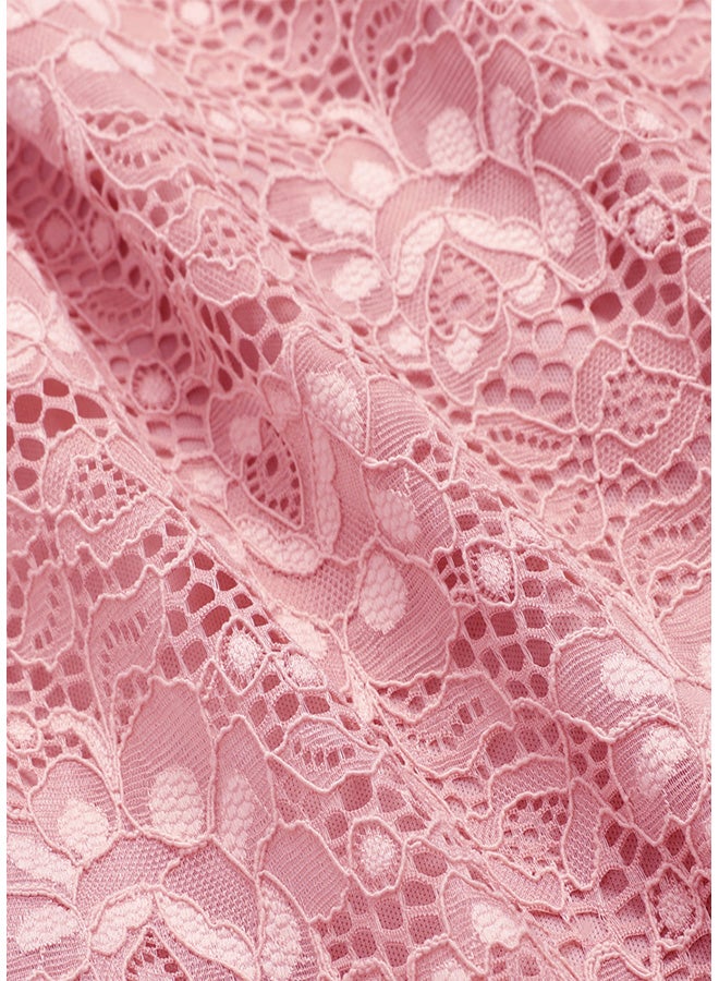 Off-Shoulder Bow Pleated A-Line Dress Pink - Image 3