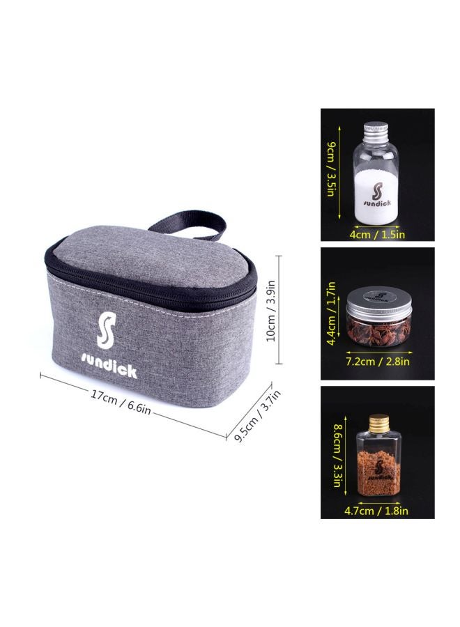 صنديك حافظة طقم زجاجات الزيت والخل والتوابل للتخييم مكونة من 7 أقسام - Image 2