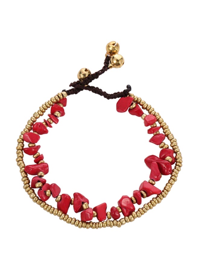 خلخال معدني بتصميم منسوج مزين بخرز