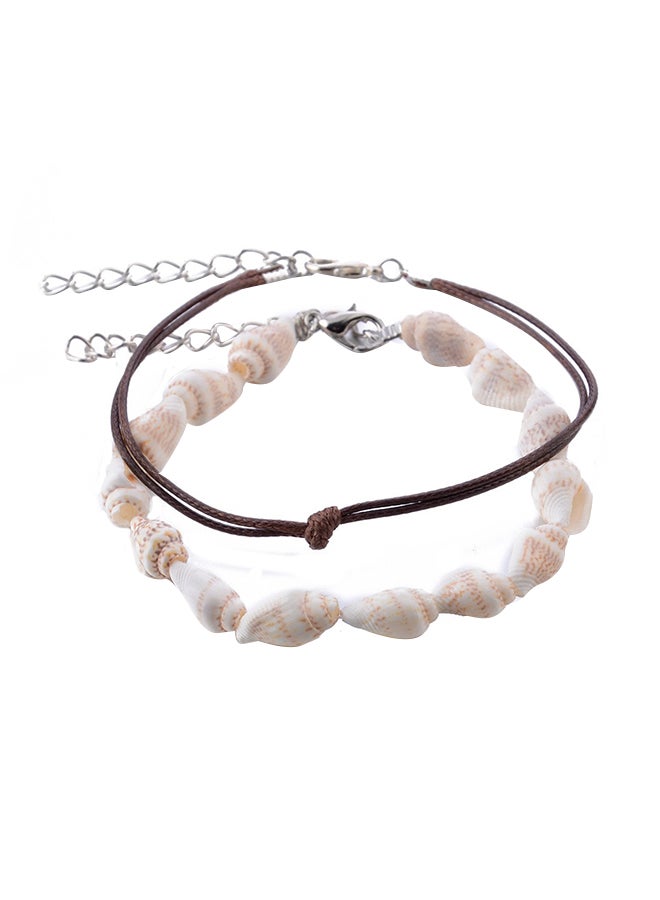 2-Piece Alloy Natural Shell Design Anklet Chain 