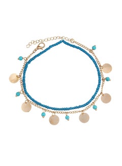 2-Piece Alloy Retro Style Beaded Anklet Chain