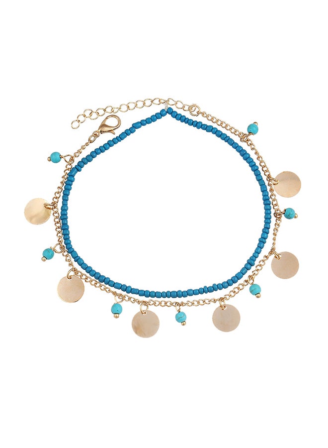 Generic - 2-Piece Alloy Retro Style Beaded Anklet Chain - Image 1