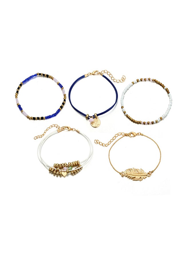 Generic - 5-Piece Alloy Beaded Stylish Anklet Chain - Image 1