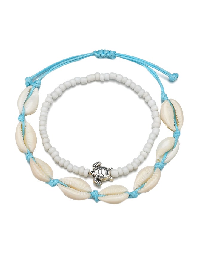 2-Piece Alloy Seashell Pattern Beach Style Anklet Chain 
