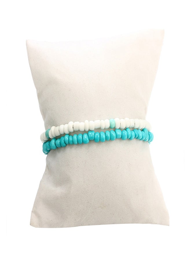 مجموعة خلاخيل بنمط سلسلة مصنوعة من خليط معدني بتصميم أصداف بحرية وخرز مكونة من قطعتين