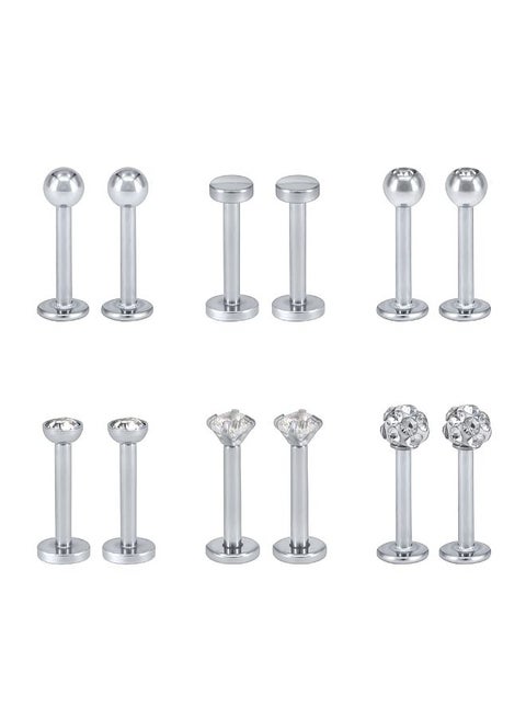 6-Piece Stainless Steel Labret Lip Ring
