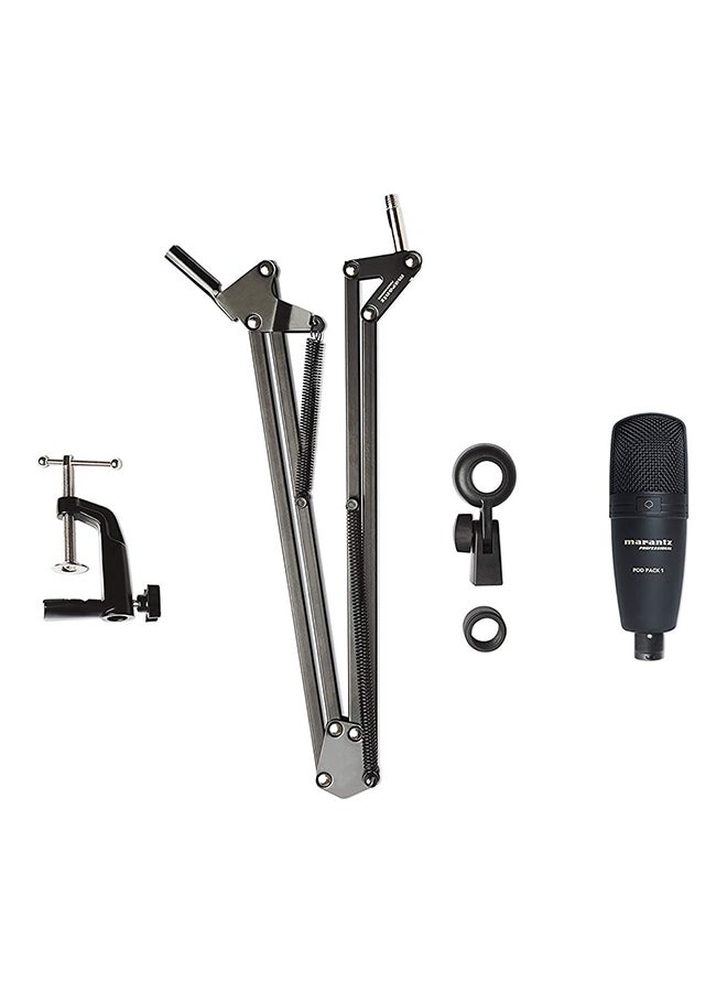 Marantz - Pod Pack 1 - USB Microphone with Broadcast Stand and Cable PODPACK1 Black - Image 1
