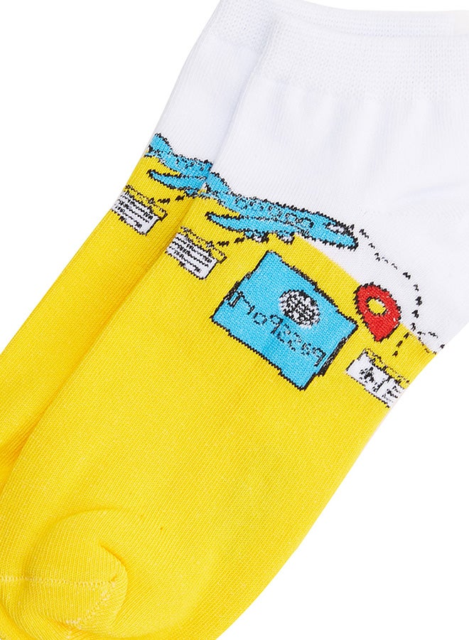 Socksy Travel Unisex Ankle Socks Yelllow/White - Image 2
