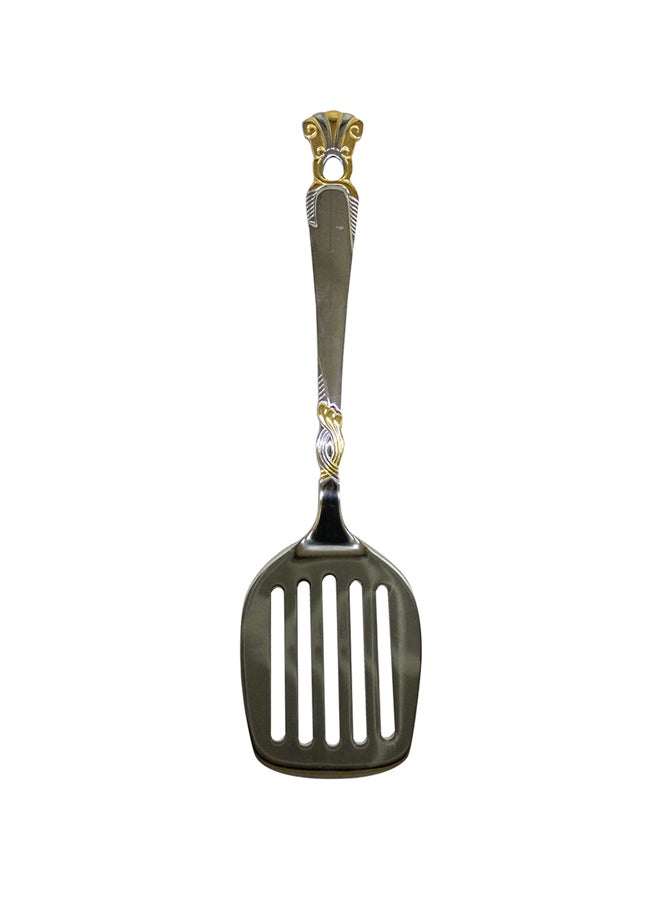 Cc Slotted Serving Spoon with Decorative handle Silver 25cm  - Image 1