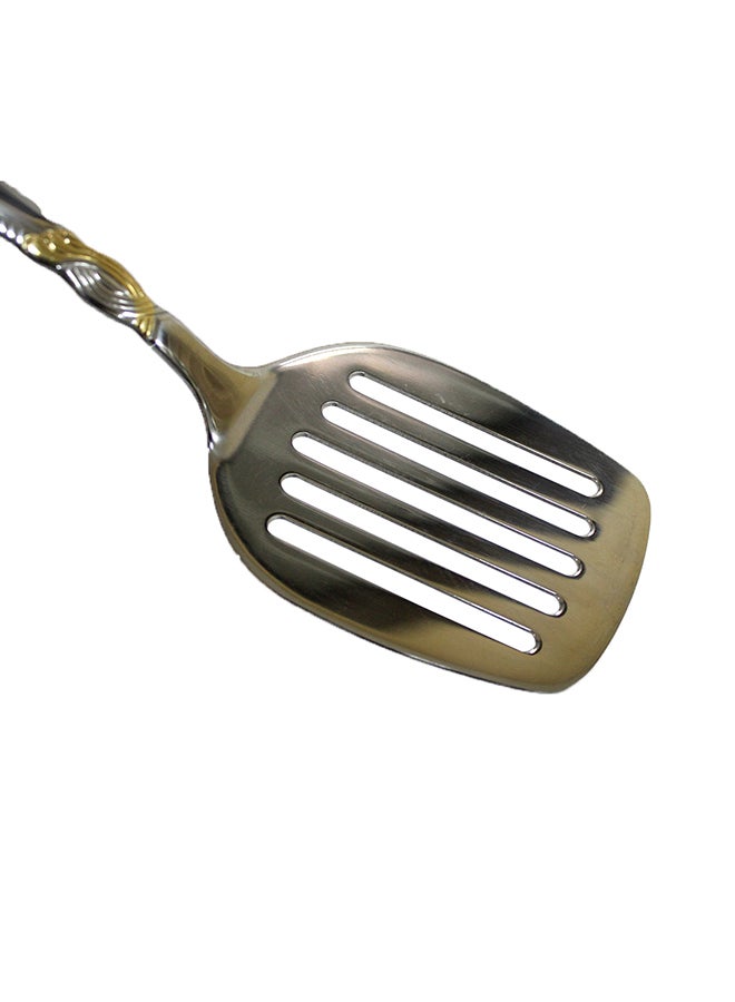 Cc Slotted Serving Spoon with Decorative handle Silver 25cm  - Image 2