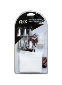 Cc 8-Piece Cake Decorating Piping Set Silver 17centimeter 