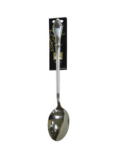 Cc Stainless Steel Long Serving Spoon With  Decorative Handle Silver 32cm 