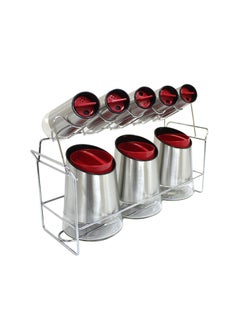 Cc 9 -Piece  Spices Pack Rack set Silver 35x27x15cm  - Image 1