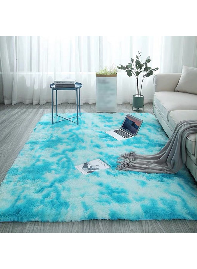 Anti-Skid Rectangular Fluffy Rug Light Blue 37x9x30cm  - Image 2