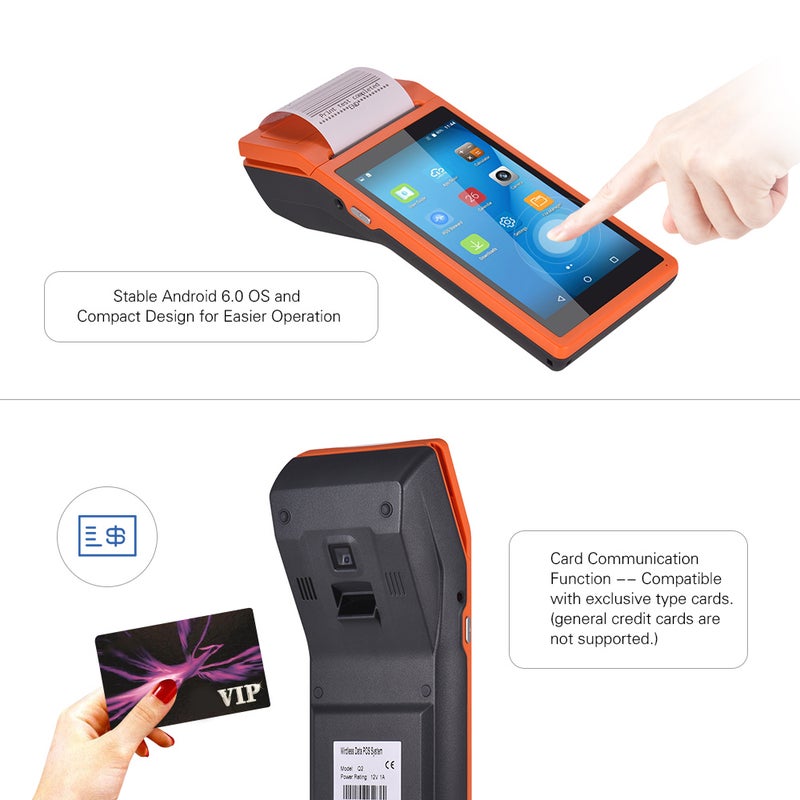 Generic - Handheld PDA POS Terminal Wireless Printer 21.5x8.6x5.3centimeter Orange - Image 1