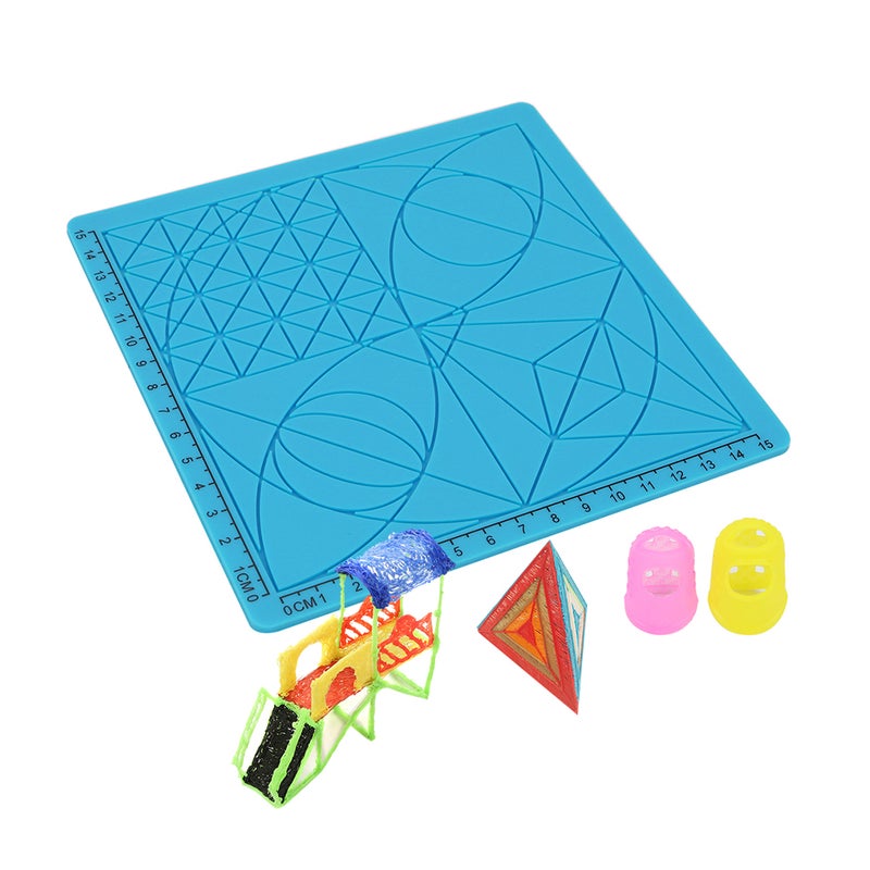 3D Printing Pen Design Mat Soft Silicone Drawing Tool Blue  - Image 2