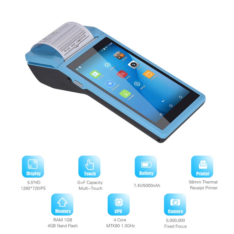 Handheld PDA POS Terminal Wireless Receipt Printer 21.5x8.6x5.3centimeter Blue - Image 3