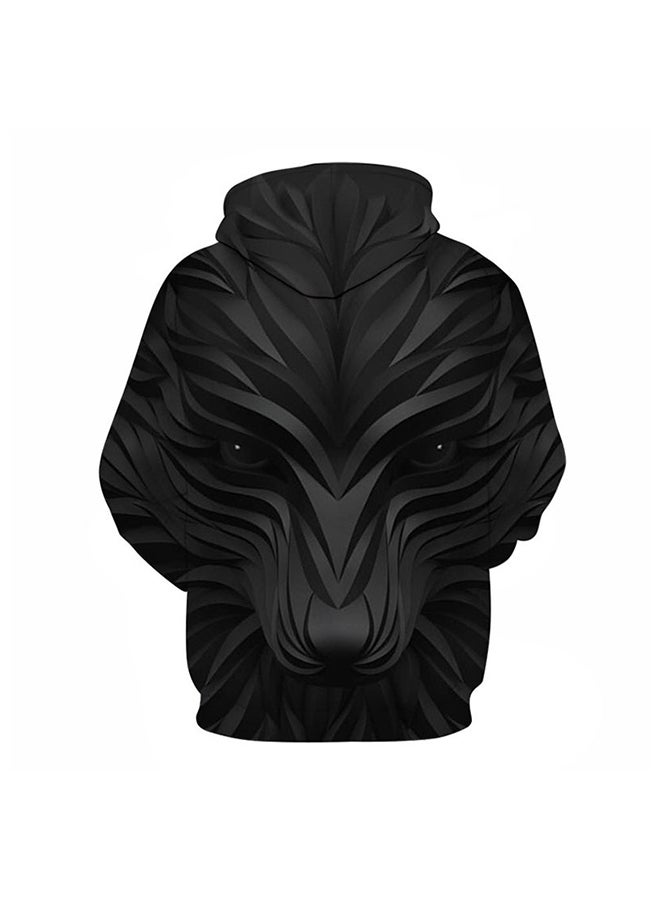 Generic - Polyestertrendy Street 3D Digital Animal Printing Oversized Couple Hoodie Black - Image 1